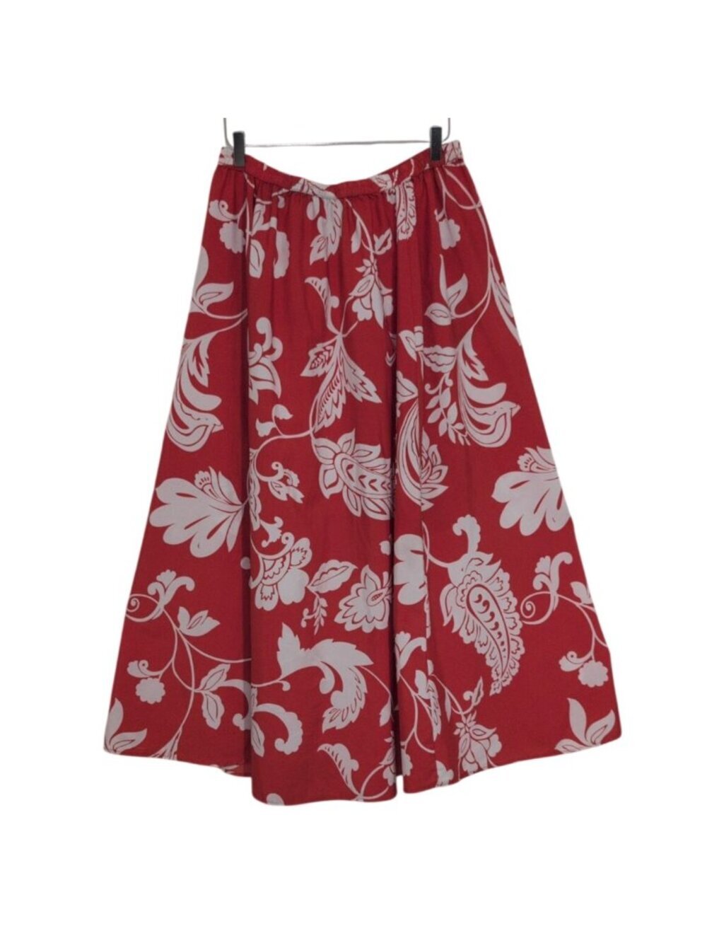 Jessica Taylor Paisley Maxi Skirt Womens Plus Size 3X Red Botanical Elastic Wais